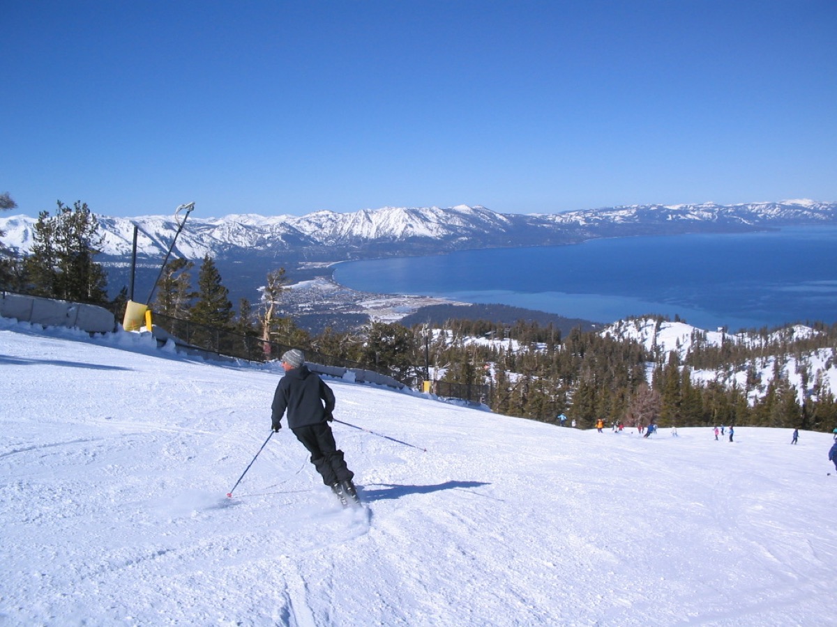 Lake Tahoe from the snowy slopes at Heavenly